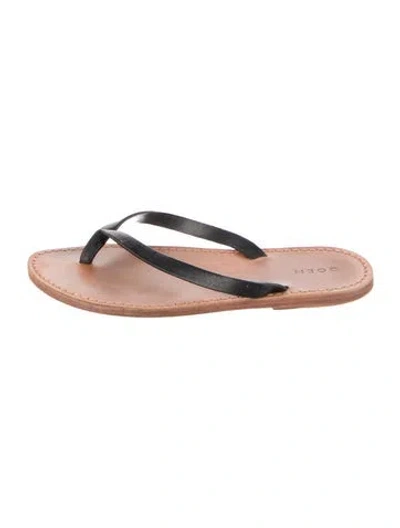 Pre-owned Doen Leather Flip Flops In Black