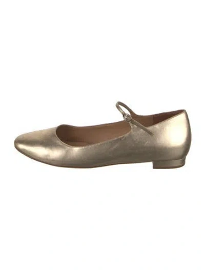 Pre-owned Doen Leather Mary Jane Flats In Gold