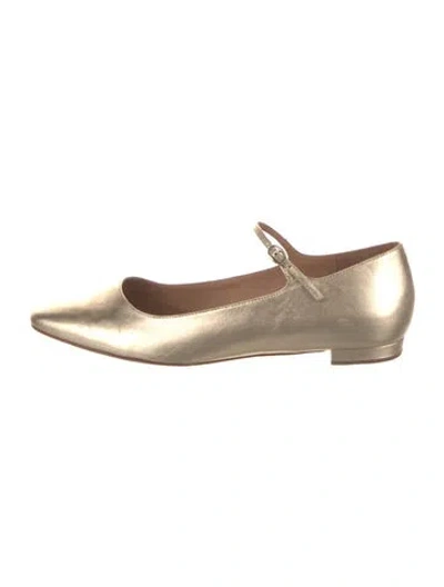 Pre-owned Doen Leather Mary Jane Flats In Gold