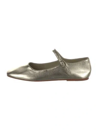 Pre-owned Doen Leather Mary Jane Flats In Green