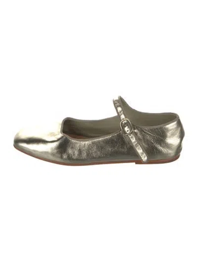 Pre-owned Doen Leather Mary Jane Flats In Green