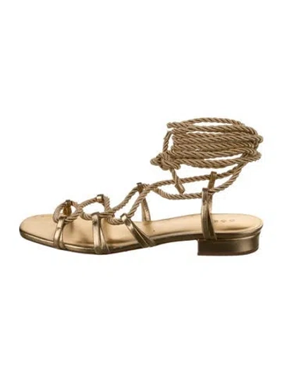 Pre-owned Doen Leather Sandals In Gold/metallic