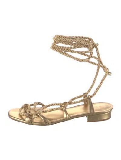 Pre-owned Doen Leather Sandals In Gold/metallic