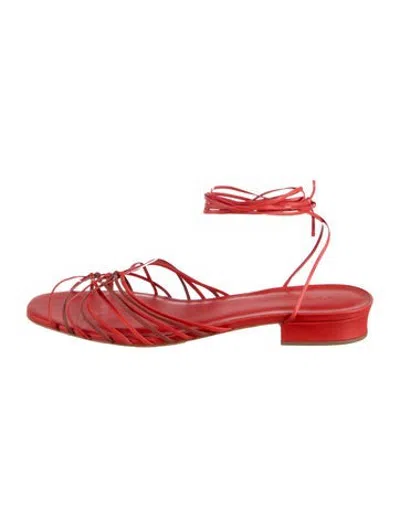 Pre-owned Doen Leather Sandals In Red