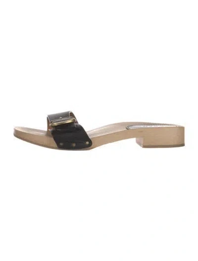 Pre-owned Doen Leather Slides In Black
