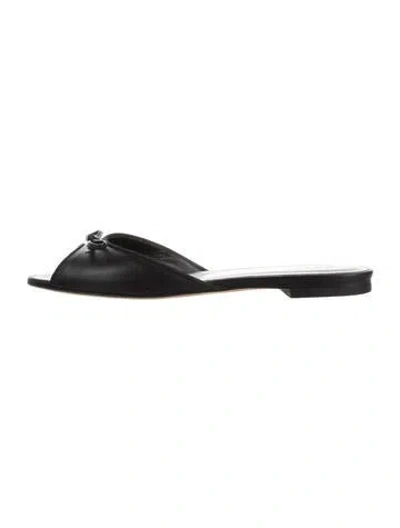 Pre-owned Doen Leather Slides In Black
