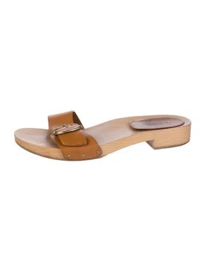 Pre-owned Doen Leather Slides In Neutral