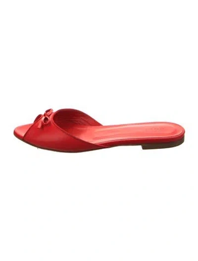 Pre-owned Doen Leather Slides In Red