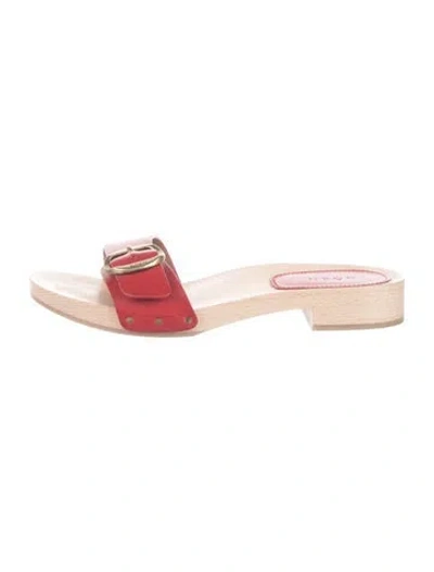 Pre-owned Doen Leather Slides In Red