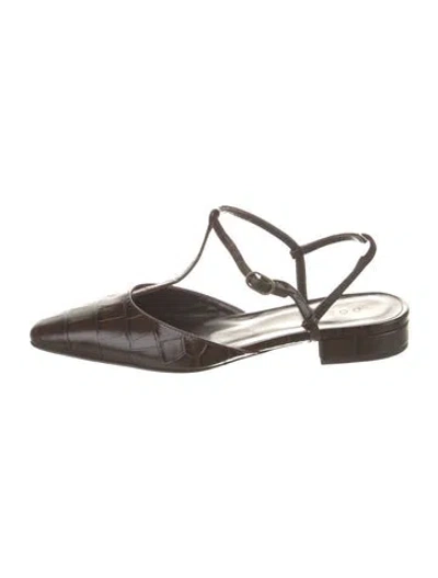 Pre-owned Doen Leather Slingback Flats In Brown