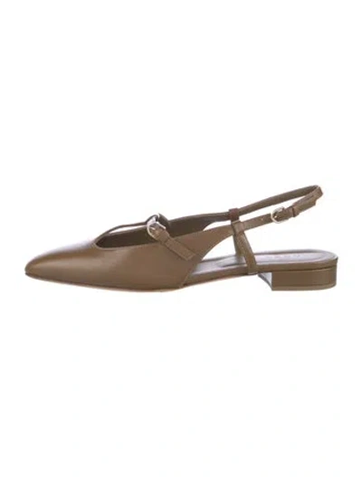 Pre-owned Doen Leather Slingback Flats In Brown