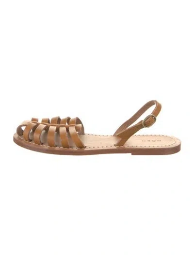 Pre-owned Doen Leather Slingback Sandals In Brown