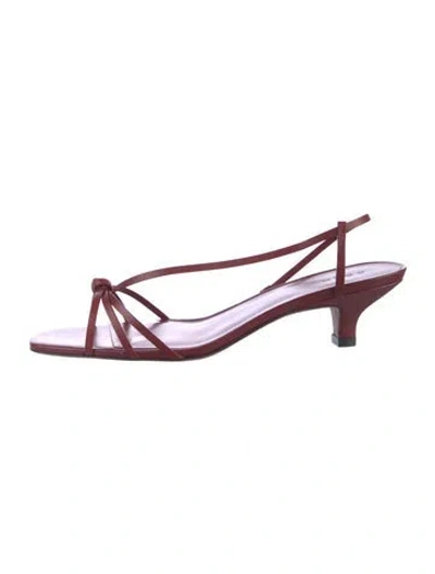 Pre-owned Doen Leather Slingback Sandals In Red