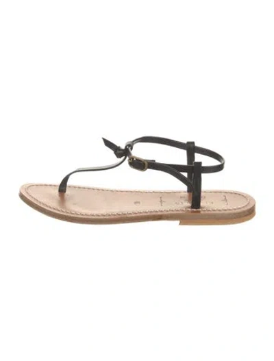 Pre-owned Doen Leather T-strap Sandals In Neutral