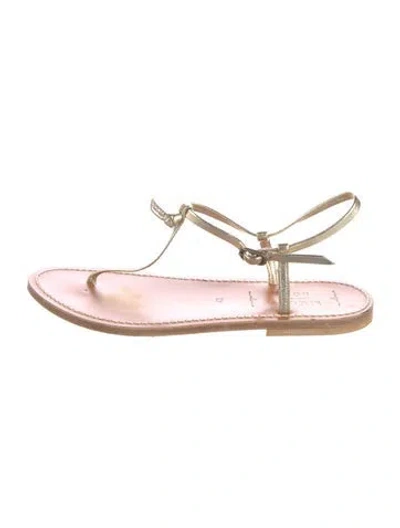 Pre-owned Doen Leather T-strap Sandals In Pink