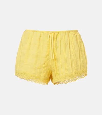 Doen Leda蕾丝边饰短裤 In Yellow