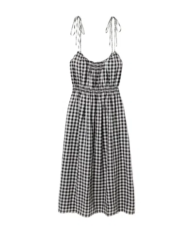 Doen Leslie Tie-detailed Smocked Gingham Voile Midi Dress In Multi