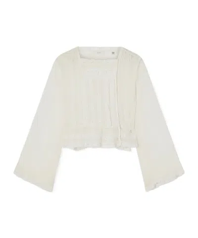 Doen Lace-trimmed Silk-chiffon Shirt In White