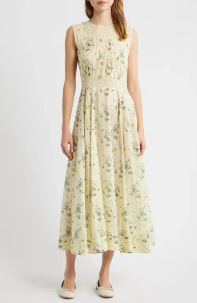 Doen Dôen Liliane Floral Lace Detail Organic Cotton Dress In Multi