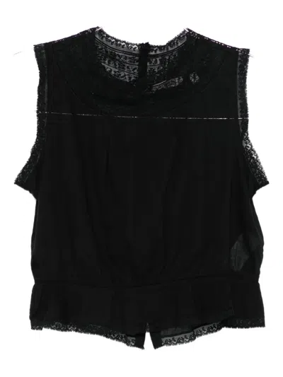Doen Lilibet Lace-trimmed Sleeveless Top In Black