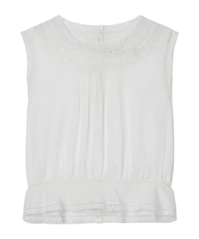 Doen Lilibet Lace-trimmed Pintucked Organic Cotton-voile Top In White
