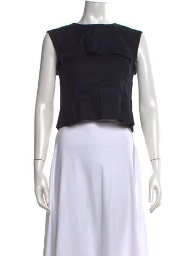 Pre-owned Doen Linen Crew Neck Blouse In Black