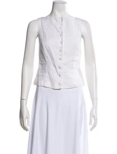 Pre-owned Doen Linen Crew Neck Blouse In Neutral