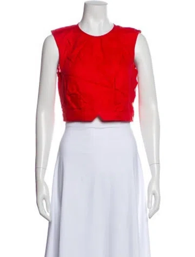 Pre-owned Doen Linen Crew Neck Crop Top W/ Tags In White