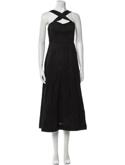 Pre-owned Doen Linen Long Dress In Black