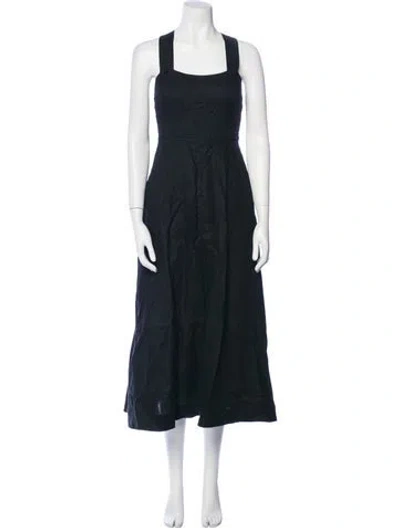 Pre-owned Doen Linen Long Dress In Black