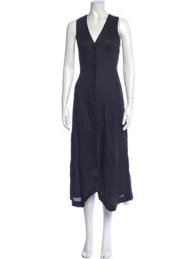 Pre-owned Doen Linen Long Dress In Black