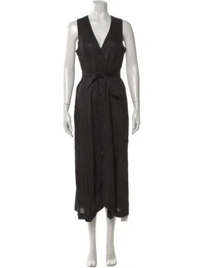 Pre-owned Doen Linen Long Dress In Blue