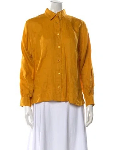 Pre-owned Doen Linen Long Sleeve Blouse In Brown