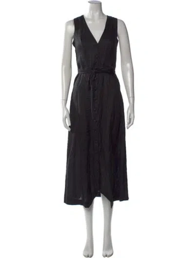 Pre-owned Doen Linen Midi Length Dress In Black