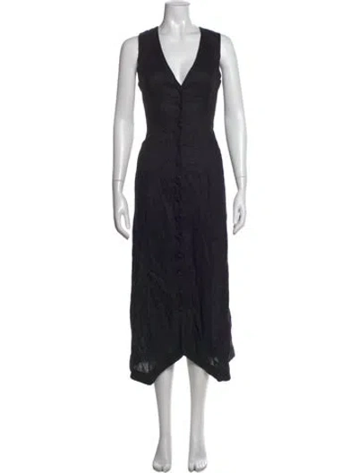 Pre-owned Doen Linen Midi Length Dress In Black