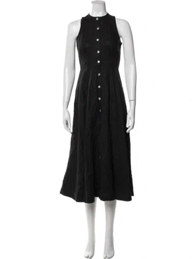 Pre-owned Doen Linen Midi Length Dress In Black