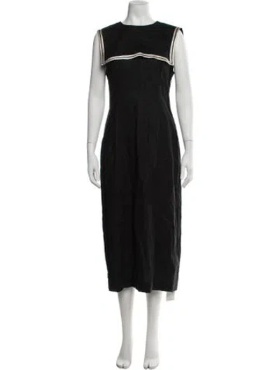 Pre-owned Doen Linen Midi Length Dress In Black