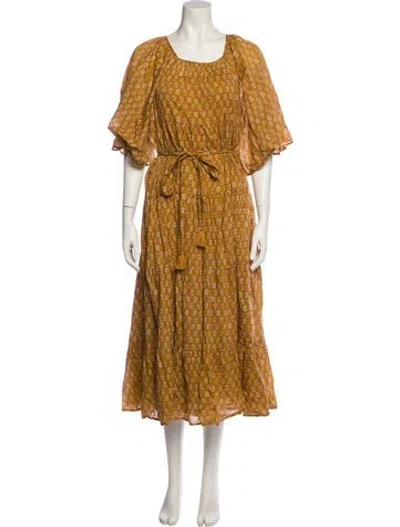 Pre-owned Doen Linen Midi Length Dress In Yellow