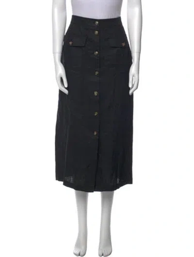 Pre-owned Doen Linen Midi Length Skirt In Black