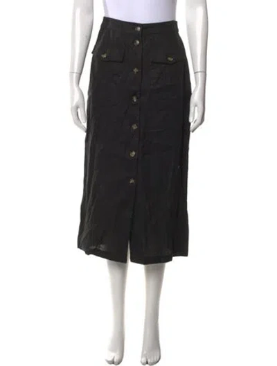 Pre-owned Doen Linen Midi Length Skirt In Black