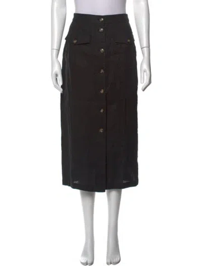 Pre-owned Doen Linen Midi Length Skirt In Black