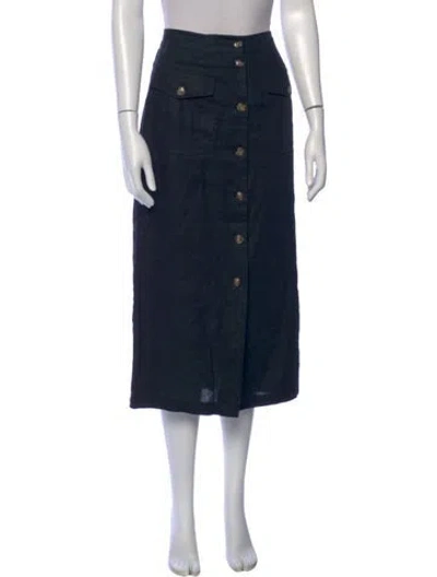 Pre-owned Doen Linen Midi Length Skirt In Blue
