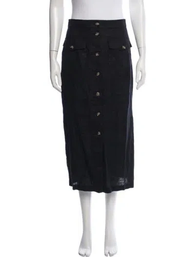Pre-owned Doen Linen Midi Length Skirt In Blue