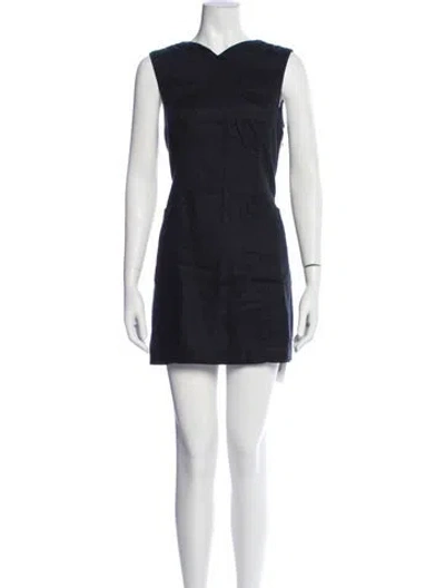 Pre-owned Doen Linen Mini Dress In Black