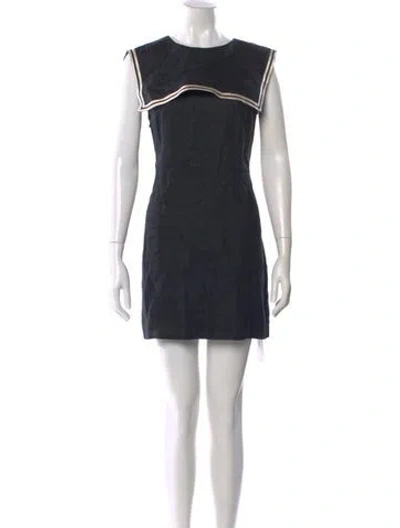 Pre-owned Doen Linen Mini Dress In Black