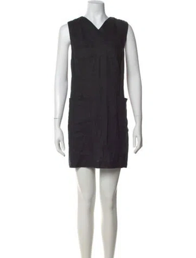 Pre-owned Doen Linen Mini Dress In Black