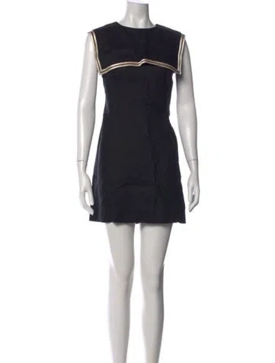 Pre-owned Doen Linen Mini Dress In Black