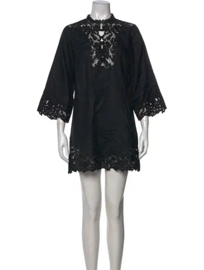 Pre-owned Doen Linen Mini Dress In Black