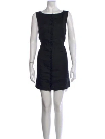 Pre-owned Doen Linen Mini Dress In Black
