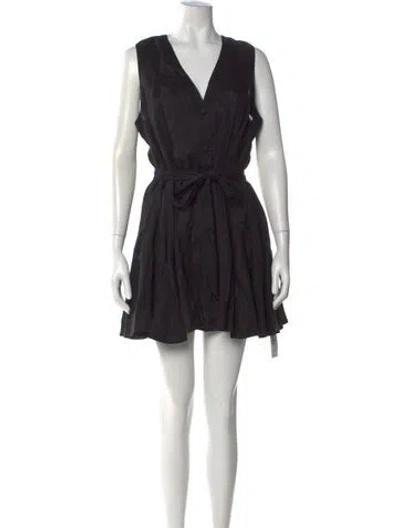 Pre-owned Doen Linen Mini Dress In Black
